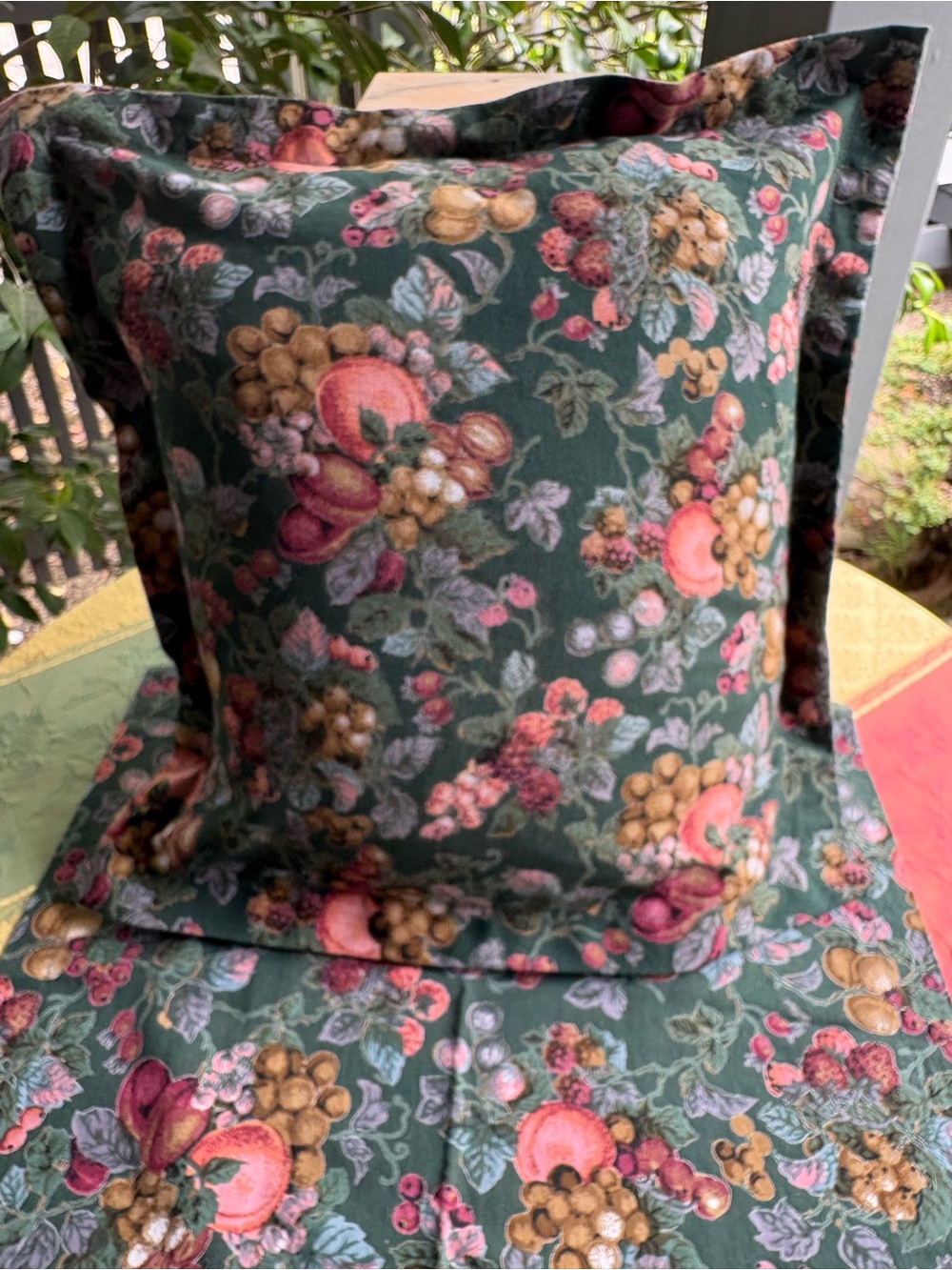 Hand Block Print Set of 2 Fruit Patterned Accent Pillow Covers